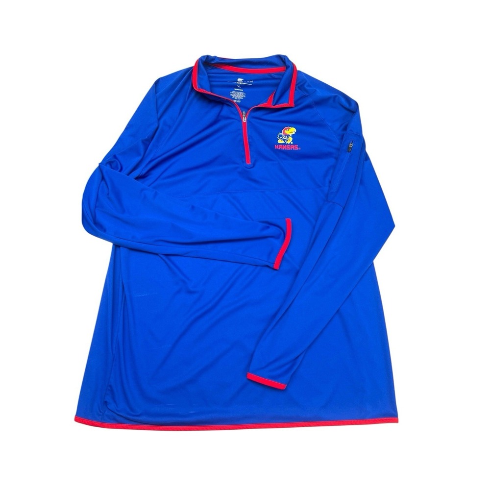 Kansas Jayhawks men's long sleeve quarterโ zip Size XL Blue Moisture Wicking